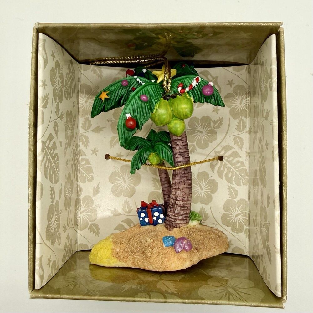 ISLAND HERITAGE Palm Tree w/Lights Ornament Christmas Tropical Hawaii VNTG